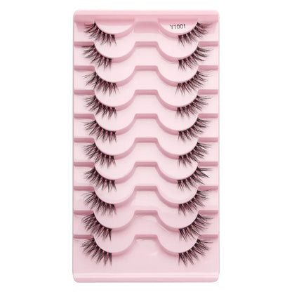SHIDISHANGPIN 5/10 Pairs Cat Eye False Lashes – 3D Mink Half Lashes, Eyelash Extensions for Natural Makeup, Faux Cils Maquiagem