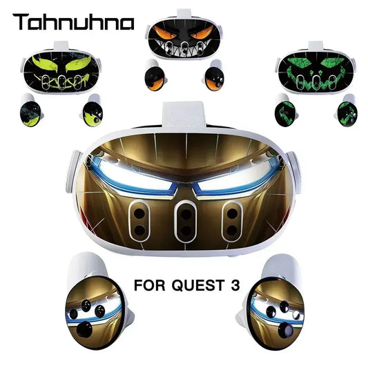 Vinyl Skin Sticker for Meta Quest 3 VR Headset & Controllers – PVC Halloween Pattern Decal Wrap Cover for Oculus Quest 3 Accessories