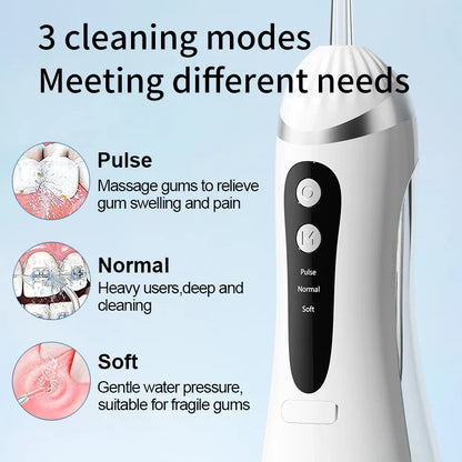 Teeth Water Flosser – Portable Electric Oral Irrigator for Home Dental Cleaning, Rechargeable & Waterproof
