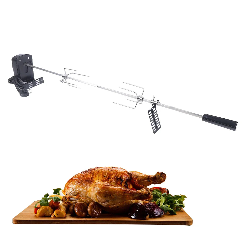 Electric BBQ Grill Spit Roaster – Outdoor Rotisserie Kit with 120cm Long Cable for Barbecue Grilling
