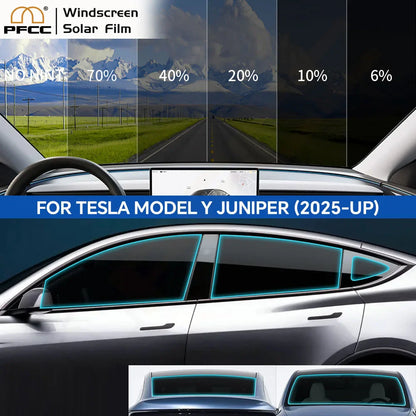 Pre-Cut Car Window Tint Film – 99% UV Protection Heat Resistant Privacy Sunshade Kit for Tesla Model Y Juniper 2025–2026 Front, Rear & Side Windows