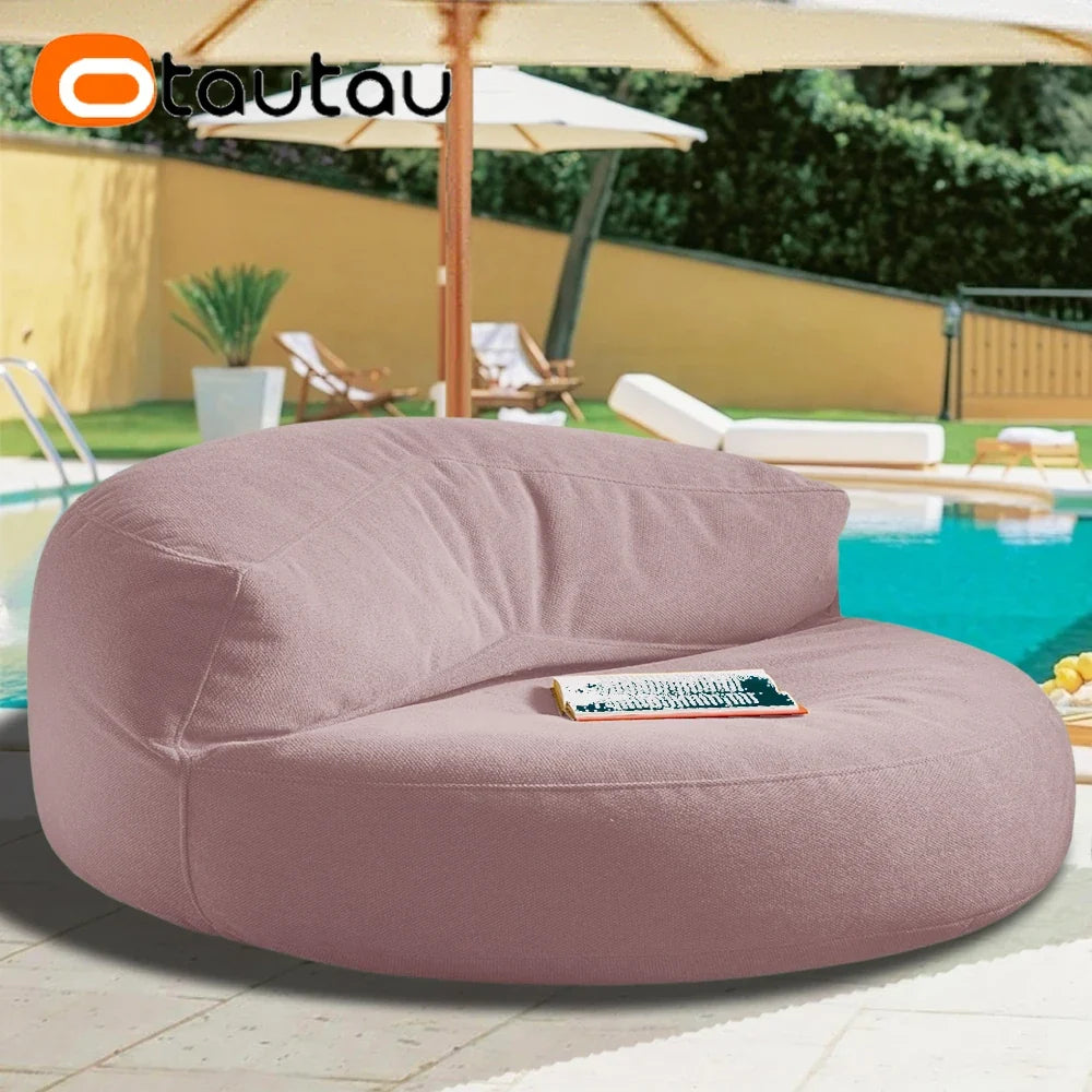 OTAUTAU Outdoor 4ft Waterproof Chenille Bean Bag Cover - Poolside Lounger Sofa Bed