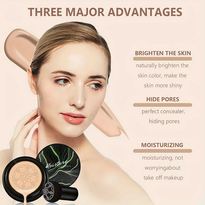 Mushroom Head Air Cushion CC Cream – Moisturizing, Waterproof Foundation & Concealer for Long-Lasting Nude Makeup