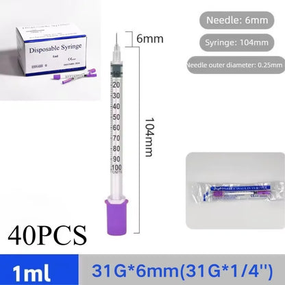 40/80PCS Disposable Veterinary Syringes - Sterile Insulin Needles for Pet & Animal Use