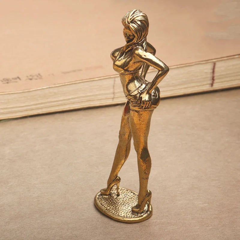 Solid Copper Woman Figurine – Sexy Bikini Beauty Statue, Collectible Model Ornament Gift for Men and Collectors
