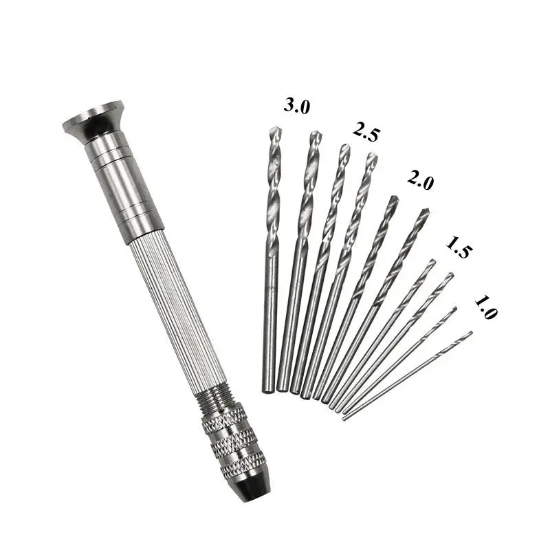 Mini Aluminum Hand Drill with Keyless Chuck – HSS Steel Twist Drill Bit for Woodworking & Manual Drilling