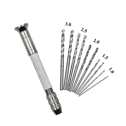 Mini Aluminum Hand Drill with Keyless Chuck – HSS Steel Twist Drill Bit for Woodworking & Manual Drilling