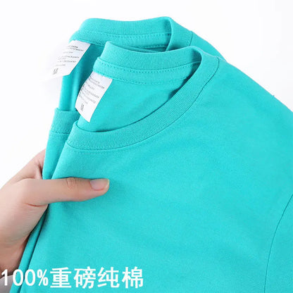 100% Cotton Unisex T-Shirt – Solid Color O-Neck Short Sleeve Tops for Men & Women, Summer Korean Loose Fit M-4XL