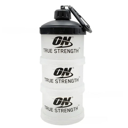 3-Layer Portable Protein Powder Box – Funnel & Handle for Fitness Supplements, Snacks & Medicine