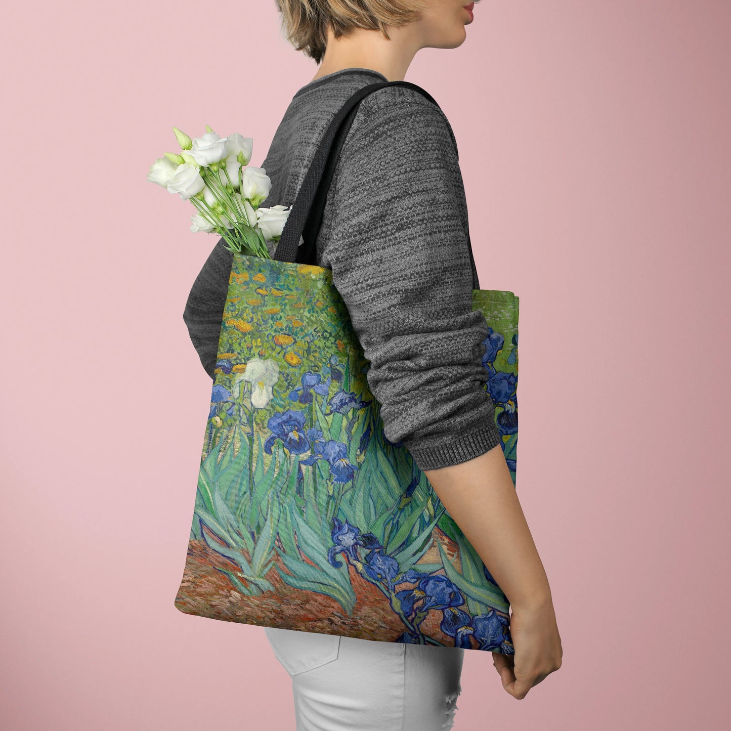 Oil Painting Printed Canvas Tote Bag - Lightweight, Multi-functional Women's Handbag for Daily Use and Shopping