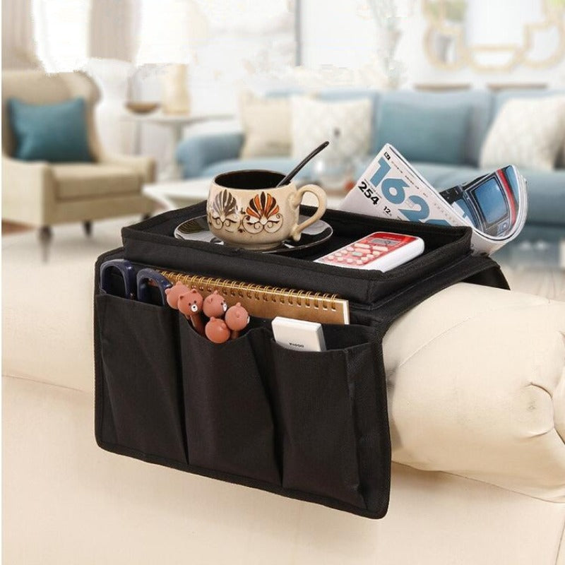 Couch Armrest Storage Organizer — 6-Pocket Remote Control Holder Bag for TV Sofa