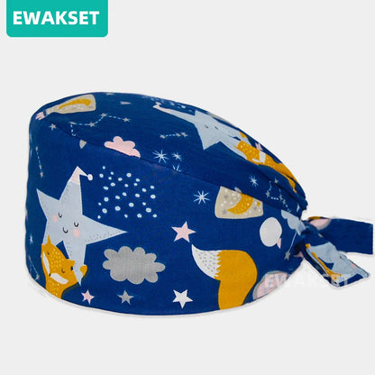 Unisex Soft Scrub Cap – Cartoon Print Surgical Hat for Men and Women, Operating Room Nursing Accessories