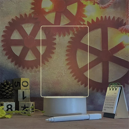 Transparent Luminous LED Night Light - USB-Powered Acrylic Light with Erasable Message Board and Calendar, Desktop Ornament