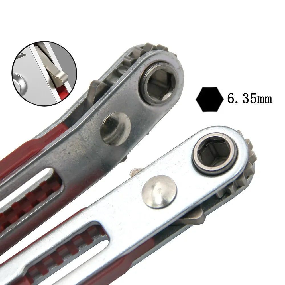 Multifunctional Bidirectional Ratchet Screwdriver — Forward & Reverse Elbow Wrench with Flat and Cross Heads
