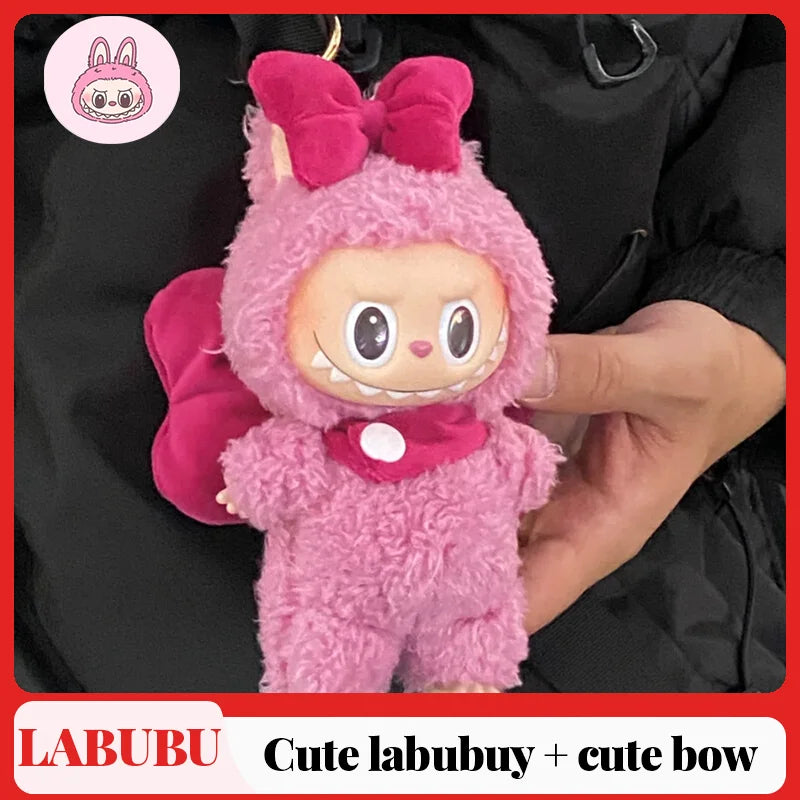 Labubu Plush Doll Costume Set — Oversized Bow & Angel Wings Design | Trendy Cartoon Outfit Accessories for Party Wear & Gift