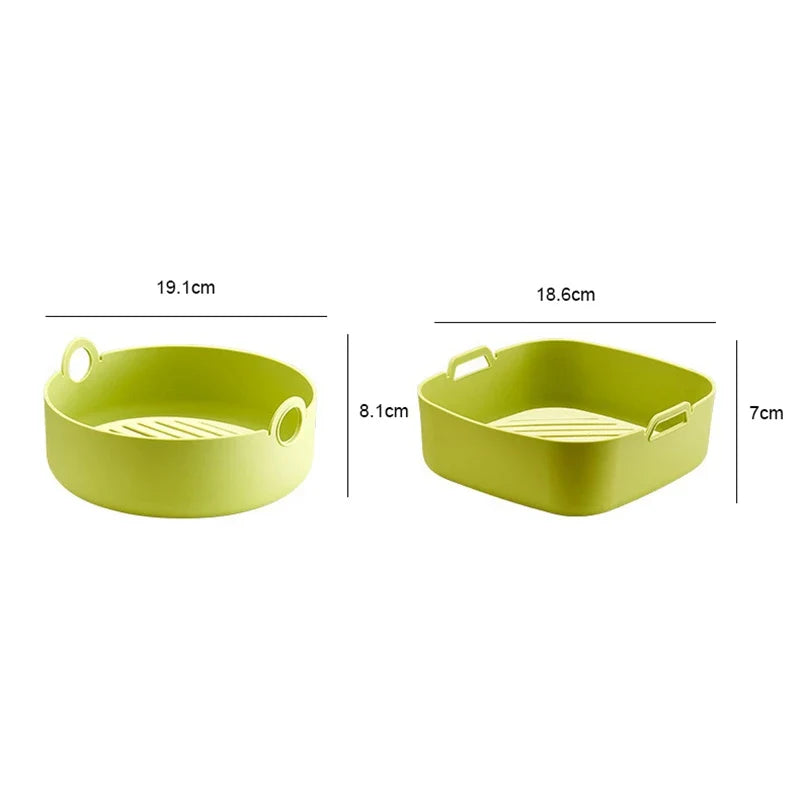 Silicone Air Fryer Oven Baking Tray - Pizza, Fried Chicken Airfryer Basket, Easy-to-Clean Reusable Pan Liner, and Accessories