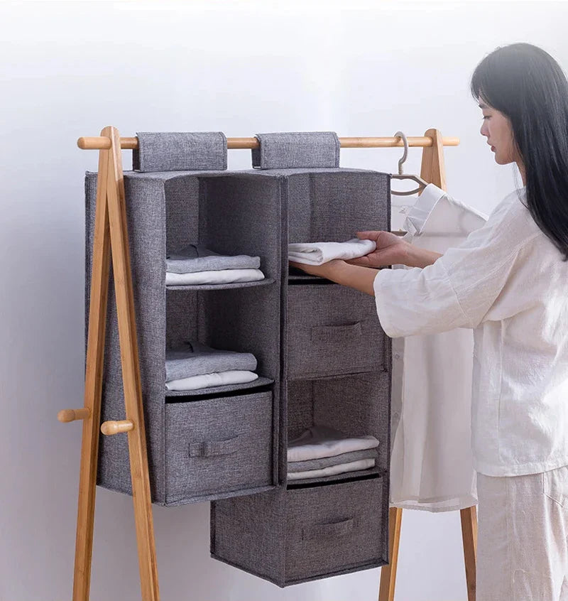 Hanging Cabinet Organizer for Underwear and Closet Storage — Wardrobe Rack Shelf Drawer Box