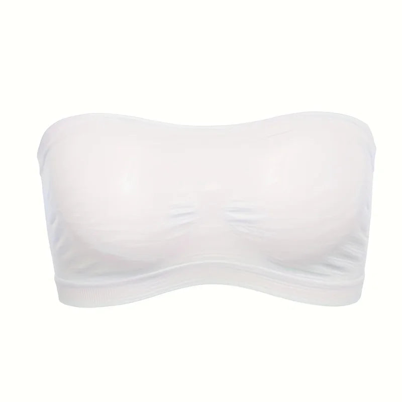 Women’s Strapless Seamless Bandeau Bra – Soft Stretch Breathable Mesh Invisible Underwear