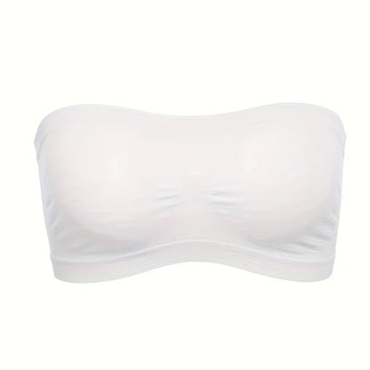 Women’s Strapless Seamless Bandeau Bra – Soft Stretch Breathable Mesh Invisible Underwear