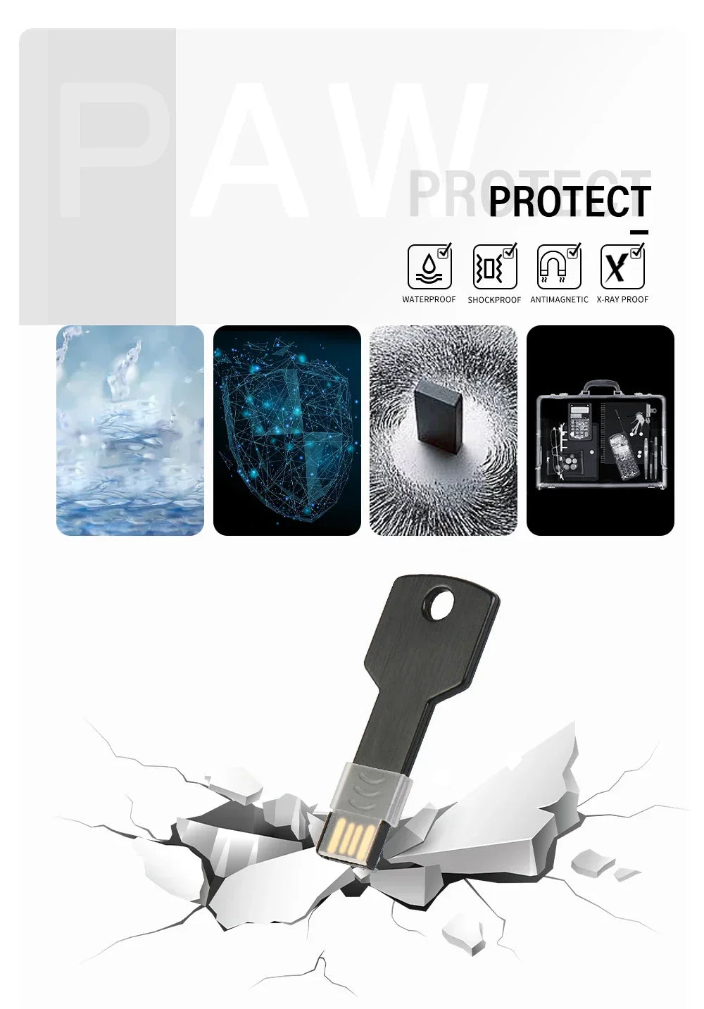 64GB Metal Key-Shaped USB Flash Drive – High-Speed U Disk, Real Capacity Storage (Black/Silver)
