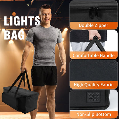 Yiflamefly Par Spotlight Storage Bag — Padded Case for 4 x 40x22x18cm Par Lights with Partition, Black