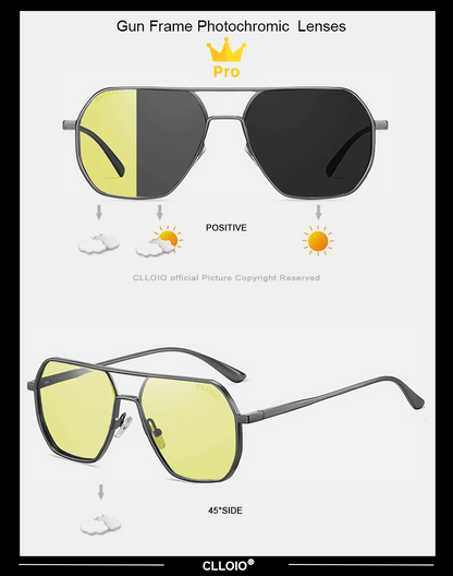 CLLOIO Anti-Glare Day & Night Vision Glasses – Polarized Photochromic UV400 Driving Sunglasses for Men & Women