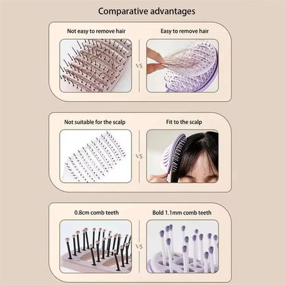 Self-Cleaning Hairbrush & Scalp Massager Anti-Frizz Volumizing Portable Styling Brush for Smooth Fluffy Hair