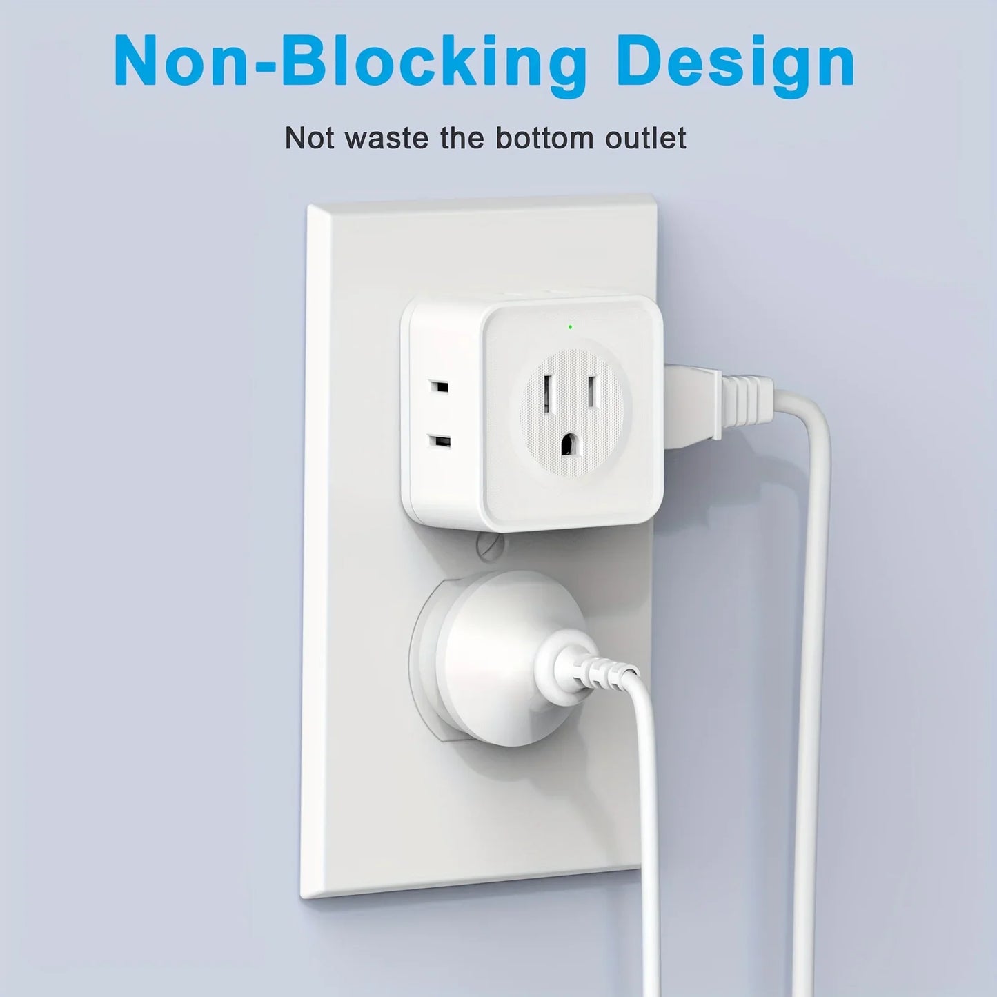 5-Way Multi Plug Outlet Extender - Wall Outlet Expander for Travel, Home, Office, Dorm - Small Electrical Outlet Splitter
