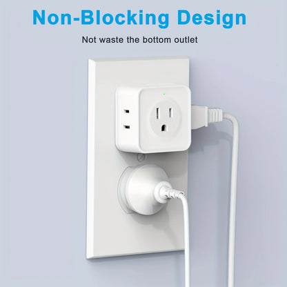 5-Way Multi Plug Outlet Extender - Wall Outlet Expander for Travel, Home, Office, Dorm - Small Electrical Outlet Splitter