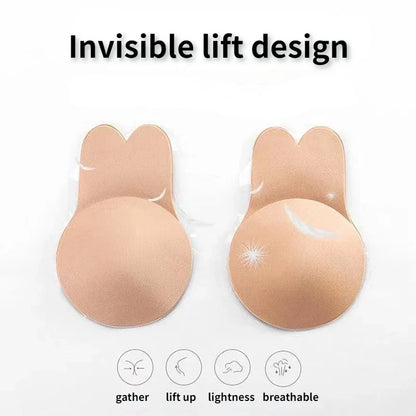 Women's Silicone Breast Lifting Stickers: Push-Up Invisible Chest Strapless Rabbit Lift Tape - Nipple Cover Bra Pads for Lift and Support