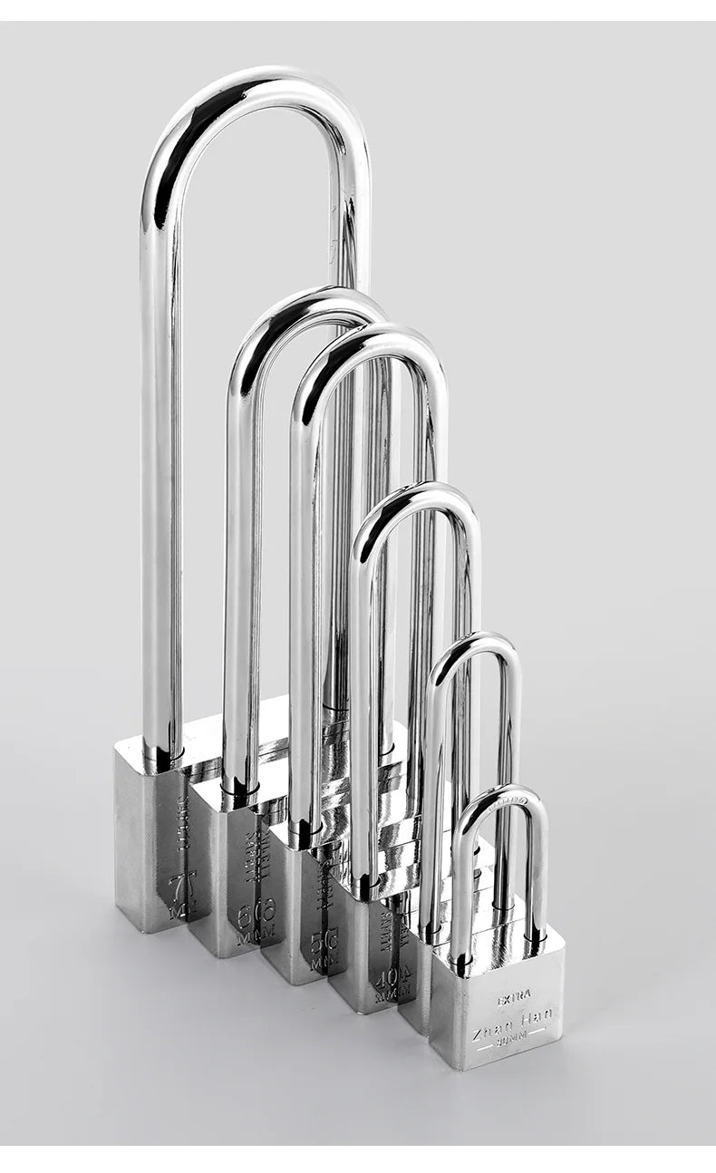 Long Shackle Chrome-Plated Square Iron Padlock – Security Lock for Cages, Lockers, and Boxes
