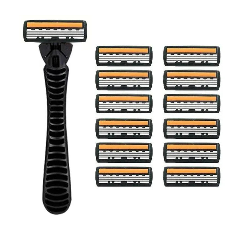 Premium 3-Layer Stainless Steel Safety Razor – Replaceable Blades for Smooth Shaving Men & Women