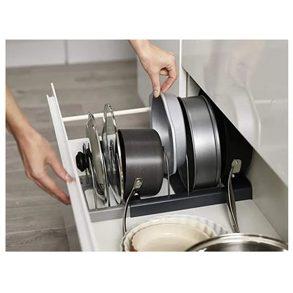 Stainless Steel Kitchen Cabinet Organizers: Expandable Rack for Pots, Pans, Cutting Boards & Cookware Shelf