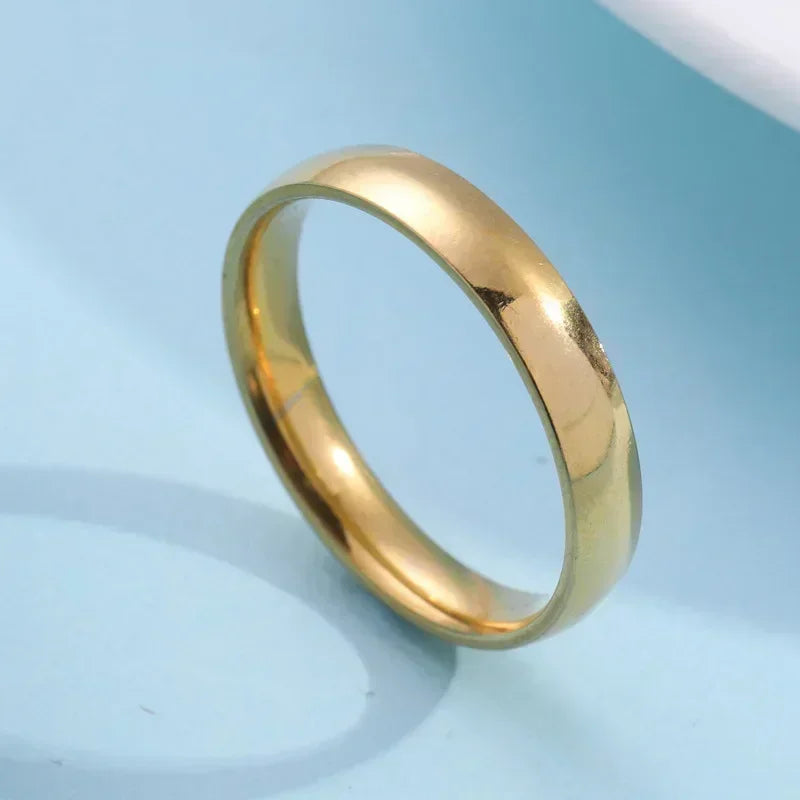 Classic Smooth Stainless Steel Couple Ring – Simple Fashion Wedding & Engagement Band for Men & Women