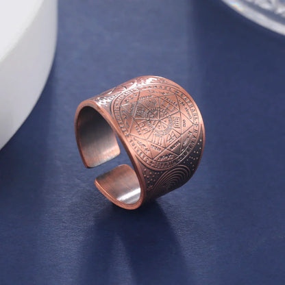 Dawapara 7 Archangels Protection Ring – Metatron Cube, Lilith Symbol, King Solomon Secrets Vintage Amulet Jewelry