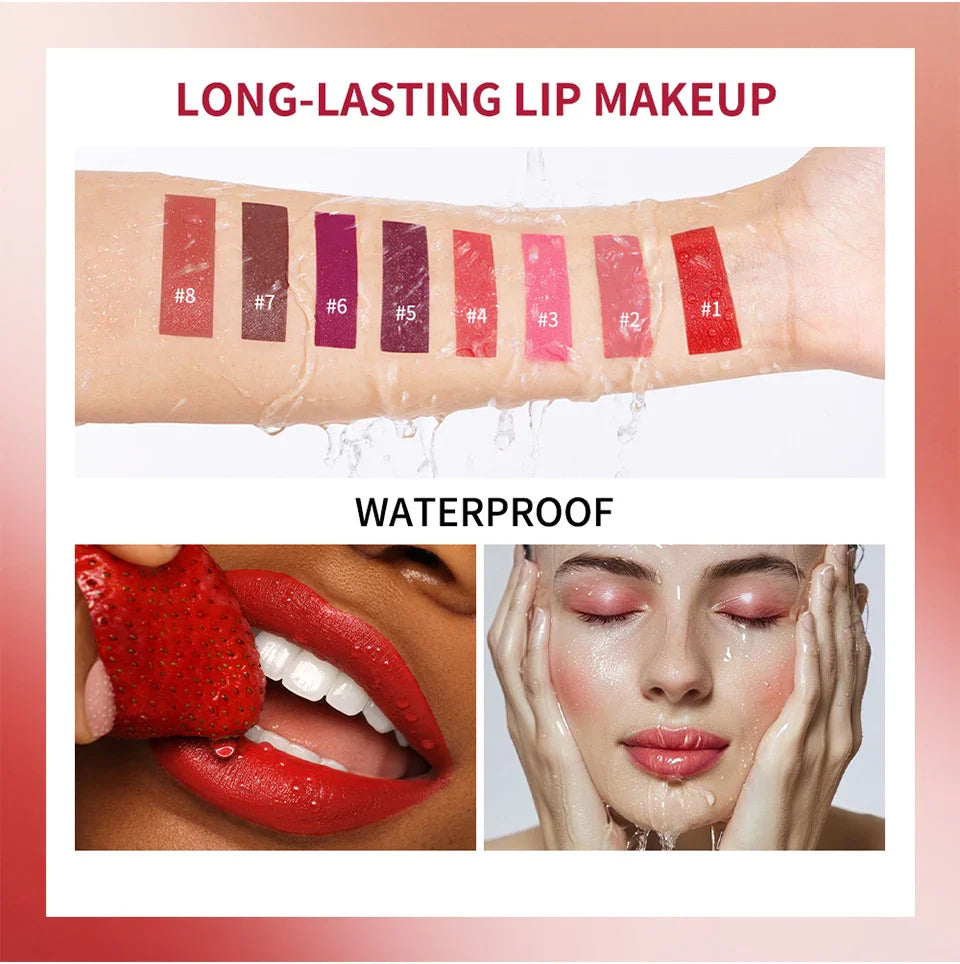 Velvet Matte Lip Gloss – 8 Colors Long-Lasting, Non-Drying, Moisturizing Plumping Lipstick for All Skin Tones