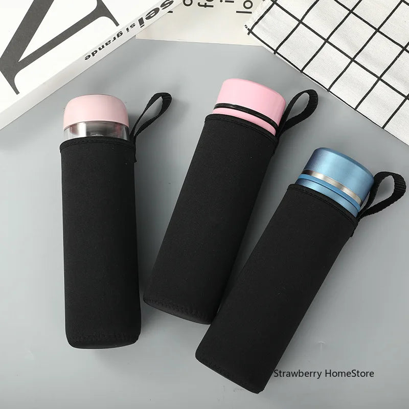 750/1000/1500ML Insulated Sport Water Bottle Case – Black Bottle Carrier, Mug Cup Cover for Outdoor & Gym