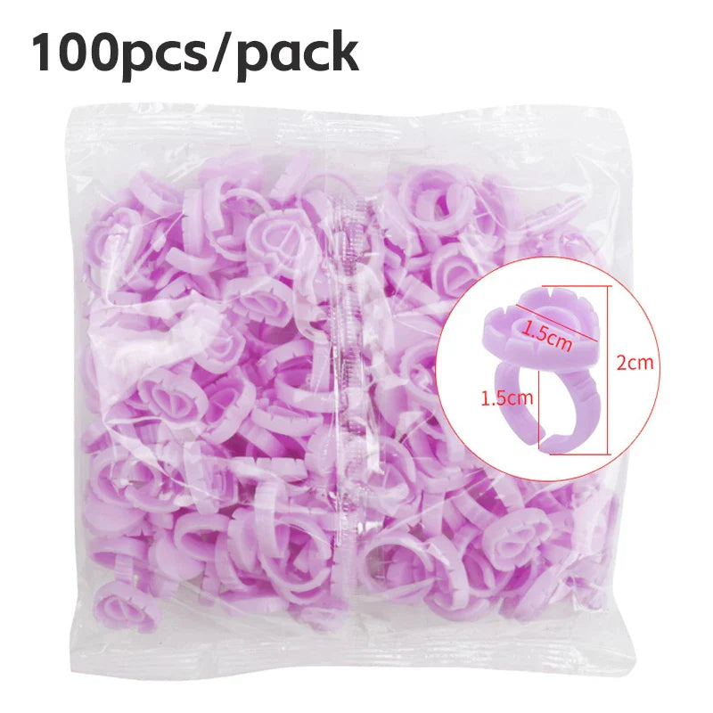 AILEISHI 100PCS Disposable Eyelash Glue Cup Rings – Lash Extension Pigment Holder Tattoo Makeup Tools