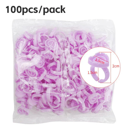 AILEISHI 100PCS Disposable Eyelash Glue Cup Rings – Lash Extension Pigment Holder Tattoo Makeup Tools