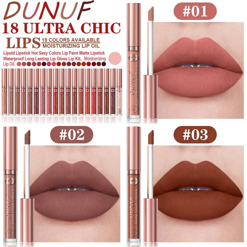 Matte Velvet Dark Red Brown Lip Gloss – Long-Lasting Waterproof Liquid Lipstick with Natural Moisturizer & Transparent Lip Oil
