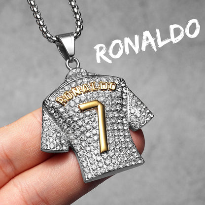 Football Legends Necklace – Messi, Cristiano Ronaldo, Neymar, Mbappé & Haaland Stainless Steel Pendant Chain Fashion Jewelry Gift for Men