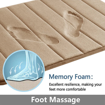 Super Absorbent Memory Foam Bath Mat - Non-Slip Bathroom Rug, Bathtub Side Floor Rug, Shower Room Doormat