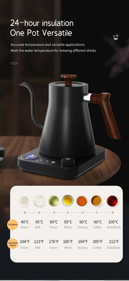 900ml Smart Electric Kettle — Constant Temperature Gooseneck Pot for Hand-Brewed Coffee & Milk Powder