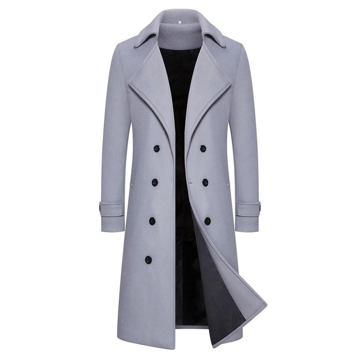 Unisex Long Wool Coat – Elegant Double-Breasted Slim Windbreaker Jacket for Autumn Daily Fashion