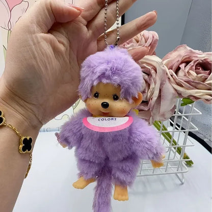 Anime Monchhichi Plush Pendant Doll – Cute Cartoon Character Standing Keychain Claw Machine Toy