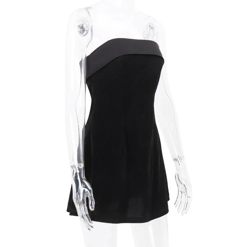 WhereMery Elegant Sleeveless Slash-Neck Mini Dress – Sexy Bodycon Backless A-Line Retro Evening & Club Party Dress for Women