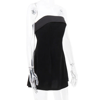 WhereMery Elegant Sleeveless Slash-Neck Mini Dress – Sexy Bodycon Backless A-Line Retro Evening & Club Party Dress for Women