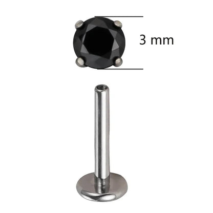 ASTM F136 Titanium CZ Labret Stud Earrings for Ear, Lip & Nose Piercings