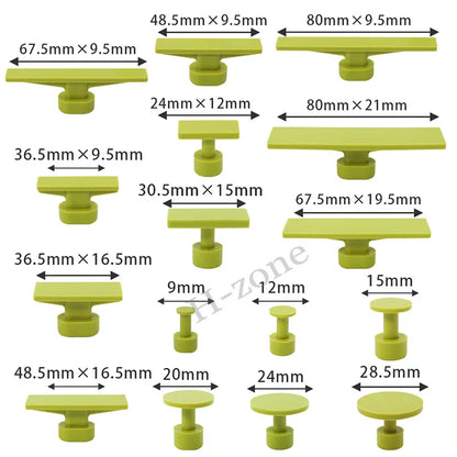 16Pcs Paintless Dent Removal Pulling Tabs Kit - Car Body Repair Tool Set for T Slide Hammer Auto Dent Repair