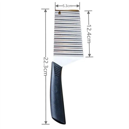 Stainless Steel Crinkle Potato Slicer – Wavy Vegetable & Fruit Cutter Knife for French Fries Chopping